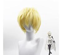 WHBHD Seraph of The End Mikaela Hyakuya 32cm Parrucca Cosplay Rambut Sintetis Tahan Panas Pirang Emas Pendek