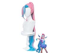 WHBHD Seraphine Cosplay. LOL KDA Cosplay Ragazze 100 cm Natale Rosa Parrucca Blu Cosplay Anime Parrucche Cosplay Anime Resistenti al Calore Parrucche Sintetiche Resistenti al Calore