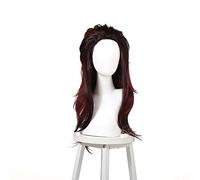 WHBHD Tanjiro Cosplay Kimetsu No Yaiba Kamado Tanjirou Cosplay Donna Donna Rossa Parrucca Marrone Cosplay Anime Cosplay Resistente al Calore Parrucche Sintetiche Resistenti al Calore