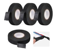 WHC 4 Pezzi Nastro In Tessuto, Nastro Isolante Nero, Resistente Al Nastro Telato Nero per Cablaggi Temperatura Cablaggio Avvolgimento Isolamento per Moto Automobile E Casa (19mm X 15m / 15mm X 15m)