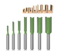 WHC 7 Pezzi Gambo Fresa per Scanalature Legno a Taglienti Diritti Gambo da 6mm Singolo/Doppio Flauto Punta Dritta Fresa 3-12mm, Punte Fresa Legno, Punte Fresatrice Legno, per la Scanalatura del Legno