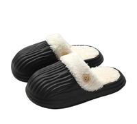 WHDMKUS Pantofole di Cotone Pannelli di Cotone con Spolè al Coperto Inverno per Donne Coppia Pannelli da Casa Caldi Scarpe da Uomo Peluche Non Slip-nero-44-45