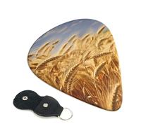 Wheat Harvest - Confezione da 6 plettri per chitarra con porta plettri in pelle, portachiavi, custodia per plettri, arte astratta, per chitarra acustica elettrica, ukulele, 0,71 mm