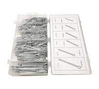 WheatThrive Coppiglie a R, clip per tornanti, kit assortito da 555 pezzi, in acciaio galvanizzato, custodia richiudibile per fissaggio industriale, meccanico, fai da te