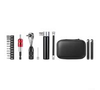 WheatThrive Kit di riparazione bici con pompa a cricchetto e leve per pneumatici, set di attrezzi multiuso per ciclismo su strada, MTB, BMX, sentieri