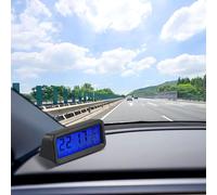 WheatThrive Orologio da auto a energia solare, termometro elettronico, misuratore digitale da cruscotto, monitor automatico dell'umidità della temperatura con retroilluminazione, adatto per la maggior