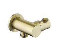 WheatThrive Supporto per soffione doccia a parete, staffa girevole a 360°, per doccia portatile, ottone, oro spazzolato, angolo regolabile