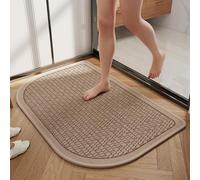 WheatThrive Tappetino da bagno ultra sottile antiscivolo, 40,6 x 61 cm, ad asciugatura rapida, lavabile, in gomma antiscivolo, per uso domestico (marrone)
