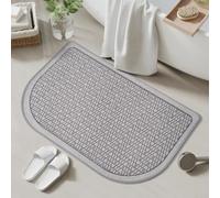 WheatThrive Tappetino da bagno ultra sottile antiscivolo, 40,6 x 61 cm, ad asciugatura rapida, lavabile, in gomma, tappetino da bagno per uso domestico (grigio)