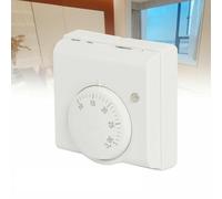 WheatThrive Termostato ambiente, regolatore di riscaldamento, riscaldamento a pavimento, termostato meccanico, interruttore on/off per sistemi di caldaia a 2 fili, 10 A 220 V AC, ABS bianco, portata
