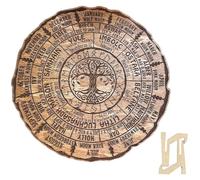 Wheel of the Year Wood Sign - Tree of Life Pagan Plaque, Round Wooden Sign, Pagan Wheel of The Year, Vintage Handmade Wooden Calendar for Retro Wall Decor