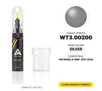 Wheel & Trim WT3.00200 Silver Colore Abbinato Vernice Ritocco Set Carrozzeria