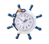 Wheel Wall Clock Decoration, Hanging Ship Wheel Clock, Mediterranean Style Anchor Clock,Nautical Silent Wall Clock with Rope Decor Ticking