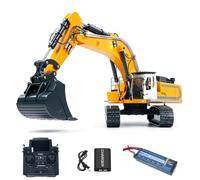 wheelfun 1/12 Metallo Idraulico Telecomando Escavatore LR976 6CH Valvole RC Digger Doppia Pompa Motore Brushless Flysky PL18EV LITE Radio Età 14+