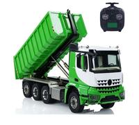 wheelfun 1/14 RC idraulico Dumper Truck 8X8 Roll On Off Full Dumper Asse Posteriore Auto Luce di Sterzo Suono I6S Radio Controller (Verde e Bianco)