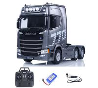 wheelfun 770S plastica 1/18 RC trattore camion modello finito RTR 7.4V batteria radio 19CH effetti sonori luce telecomando modello auto camion (grigio)