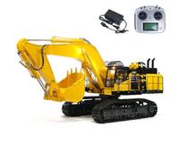 wheelfun Escavatore idraulico PC1250 scala 1/8 RC Heavy Duty Metal Light System Motor Servo ESC Hobby Grade Construction Vehicle (giallo)