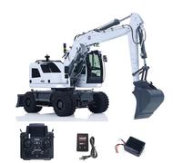 wheelfun Escavatore idraulico radiocomandato in metallo 1/14 con valvole 7CH modello RC scavatore veicolo di ingegneria Paladin PL18EV lite Hobby Grade Model per età 14+ (bianco)