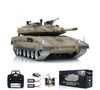 wheelfun Henglong 1/16 RC Tank IDF Merkava Mk Iv 3958 Telecomando Battle Tank Ruote in Metallo Binari Cambio 360 ° Torretta Fumo 2 Batteria Hobby Grade Modello per Adulti Hobby Grade Model per adulti