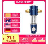 WHEELTON Filtro per l'acqua per tutta la casa Spin Down Sistema di sedimenti Pre-filtro Raschietto bifacciale a filo con rotazione automatica 1/2" e 3/4" e 1"