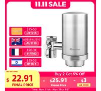 Wheelton Filtro per rubinetto da cucina in acciaio inossidabile Depuratore d'acqua in ceramica per uso domestico Filtro per acqua per rubinetto Filtrazione a carbone attivo