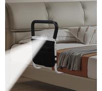 Whemyreat Ringhiera del letto allungabile, per adulti anziani, guida regolabile in altezza, con luce di movimento e custodia, protezione contro le cadute del letto, impedisce le maniglie sul letto