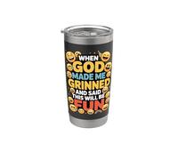 When God Made Me Grinned This Will Be Fun Christian Bicchiere termico in acciaio inox doppia parete