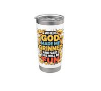 When God Made Me Grinned This Will Be Fun Christian Bicchiere termico in acciaio inox doppia parete