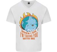 When I Die Divertente Climate Change Uomo Scollo A V Cotone T-Shirt
