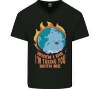 When I Die Divertente Climate Change Uomo Scollo A V Cotone T-Shirt