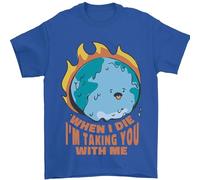 When I Die Funny Climate Change Maglietta da uomo 100% cotone blu reale S