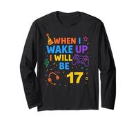 When I Wake Up I Will Be 17 Diciassette Ragazzi Compleanno Gamer Maglia a Manica