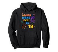 When I Wake Up I Will Be 19 Diciannove Boy Birthday Gamer Felpa con Cappuccio