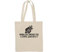 When Life Throws You A Curve Lean Into It Borsa Tote in Cotone Naturale Bianco