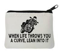 When Life Throws You A Curve Lean Into It - Portamonete in neoprene, 10 x 11 cm, colore: Bianco