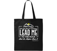 When My Heart is Overwhelmed Lead Me to The Rock That is Higher Than I Psalm 61 2 Borsa tote in cotone ecologico naturale, nero, taglia unica, nero, Taglia unica