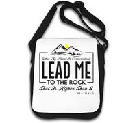 When My Heart Is Overwhelmed Lead Me To The Rock That Is Higher Than I Salmo 61 2 Borsa a tracolla Bianco