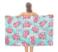 When Pigs Fly Asciugamano da spiaggia Asciugamani da piscina sottili in microfibra Coperta da spiaggia super assorbente ad asciugatura rapida Asciugamani leggeri a prova di sabbia per viaggi Nuoto Bag