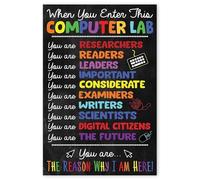When You Enter Our Computer Lab Poster Welcome Sign with Rules Shortcuts Technology Teacher Supplies Science Classroom Decor Bulletin Board(Unframed,12x18inch(30x45cm))