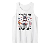 Where My Dogs At Hotdog Patriotic Hot Dogs American USA Flag Canotta