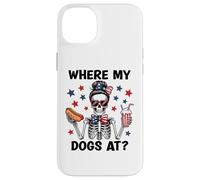 Where My Dogs At Hotdog Patriotic Hot Dogs American USA Flag Custodia per iPhone 14 Plus