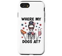 Where My Dogs At Hotdog Patriotic Hot Dogs American USA Flag Custodia per iPhone SE (2020) / 7 / 8