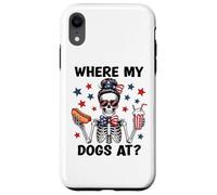 Where My Dogs At Hotdog Patriotic Hot Dogs American USA Flag Custodia per iPhone XR