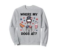 Where My Dogs At Hotdog Patriotic Hot Dogs American USA Flag Felpa