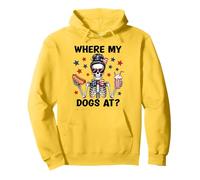 Where My Dogs At Hotdog Patriotic Hot Dogs American USA Flag Felpa con Cappuccio