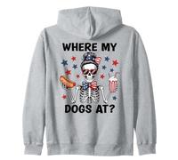 Where My Dogs At Hotdog Patriotic Hot Dogs American USA Flag Felpa con Cappuccio