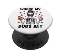 Where My Dogs At Hotdog Patriotic Hot Dogs American USA Flag PopSockets PopGrip Adesivo