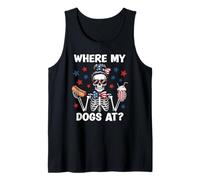 Where My Dogs At Wiener Patriotic Hotdog American USA Flag Canotta