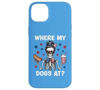 Where My Dogs At Wiener Patriotic Hotdog American USA Flag Custodia per iPhone 14 Plus