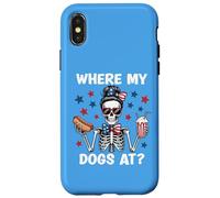 Where My Dogs At Wiener Patriotic Hotdog American USA Flag Custodia per iPhone X/XS